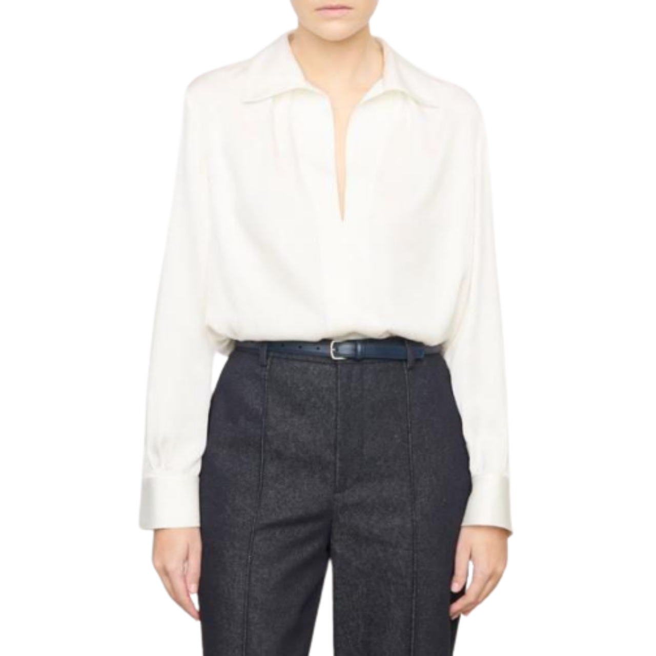 Placed Smocked Blouse Off White