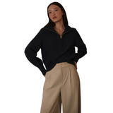 Maura Half Zip Rib Knit Navy