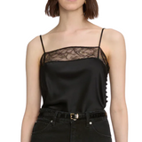 The lace insert cami Black