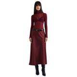 Aubree Satin Midi Skirt Wine