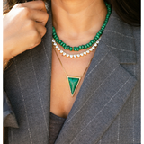 Triangle Pendant Necklace Malachite