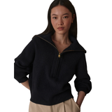 Maura Half Zip Rib Knit Navy