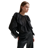 Fria Frill Blouse  Black