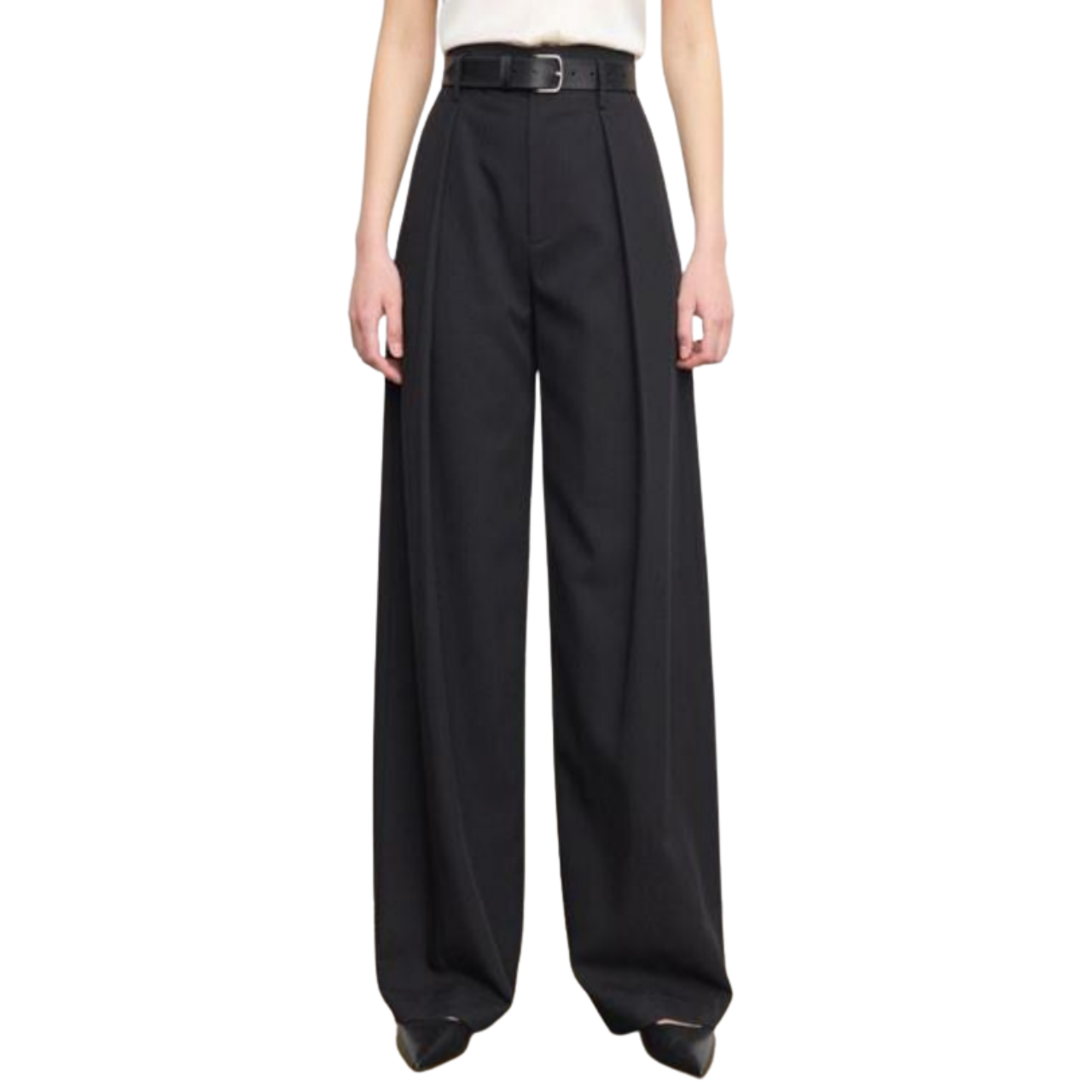 High Waist Pleated Trouser Black