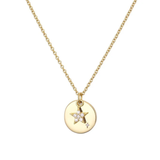 Disc with Star Charm Necklace Gold