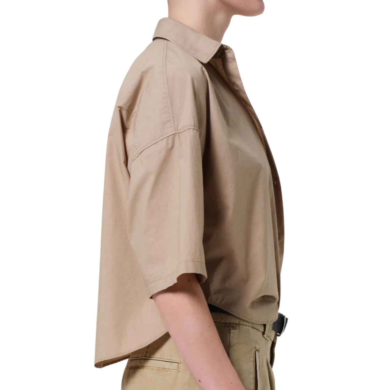 Frances Cropped Cape Button Up Catalina