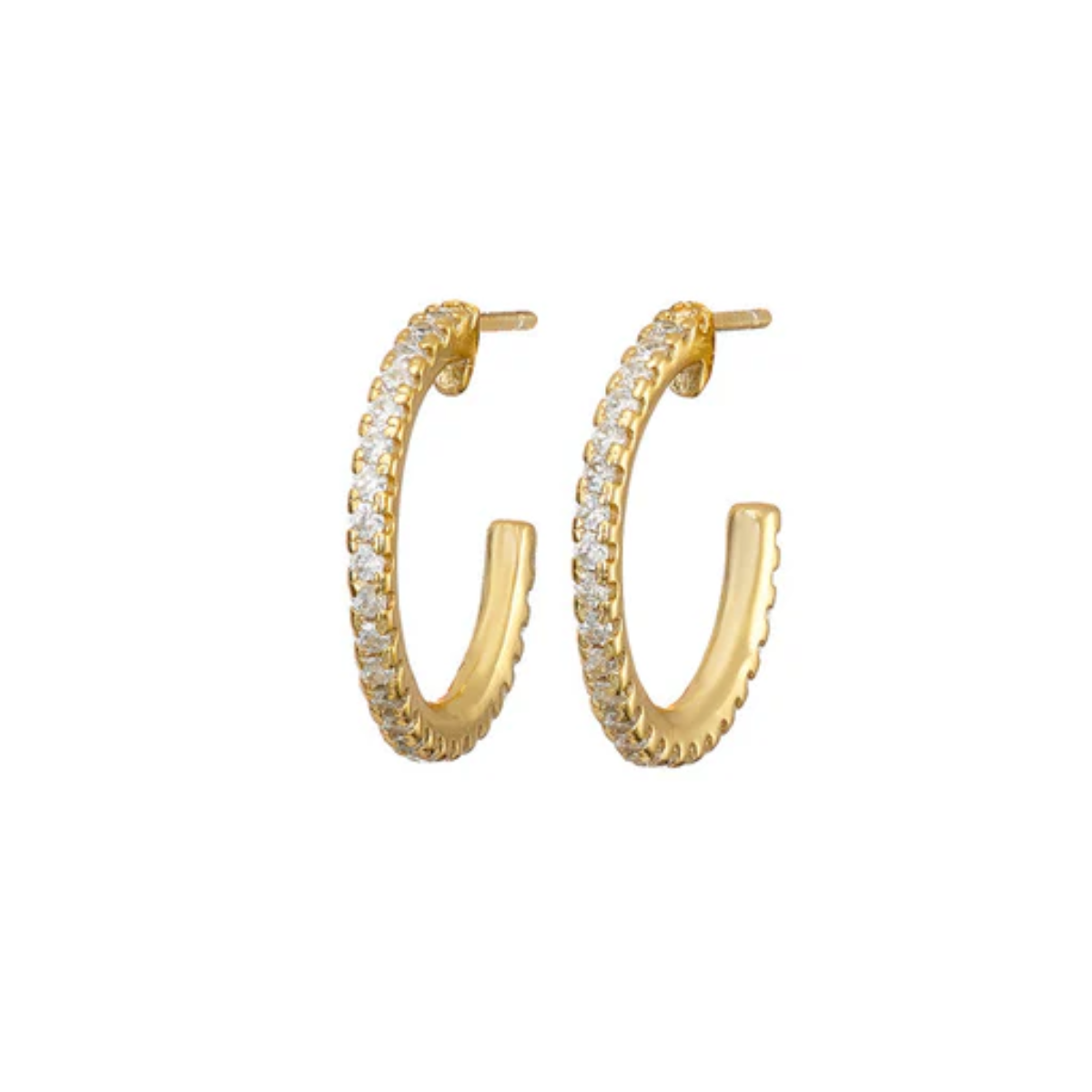 Gold Pave Hoop Earrings