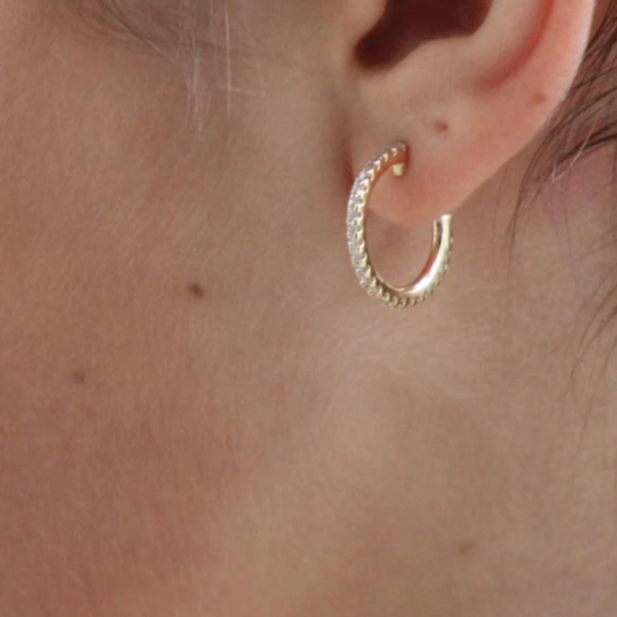 Gold Pave Hoop Earrings
