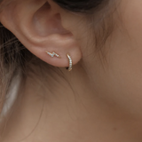 Gold Scattered Pavé Huggie Earrings