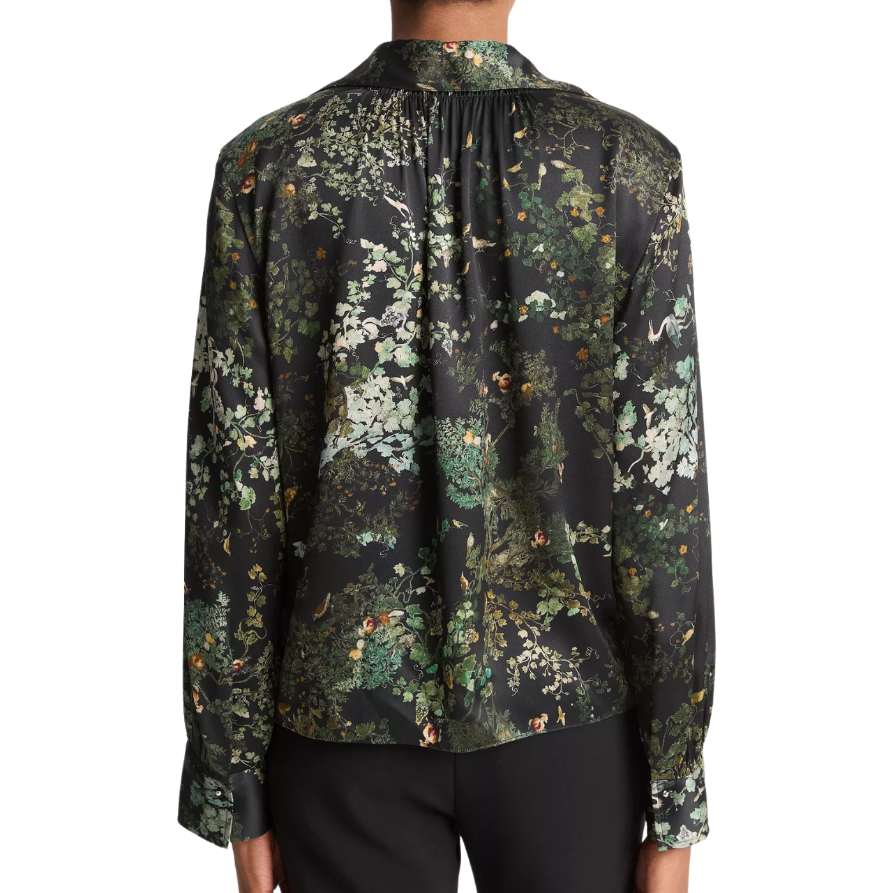 Grape Vine Placed Smocked Blouse Black