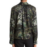 Grape Vine Placed Smocked Blouse Black