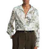 Grape Vine Placed Smocked Blouse Cream