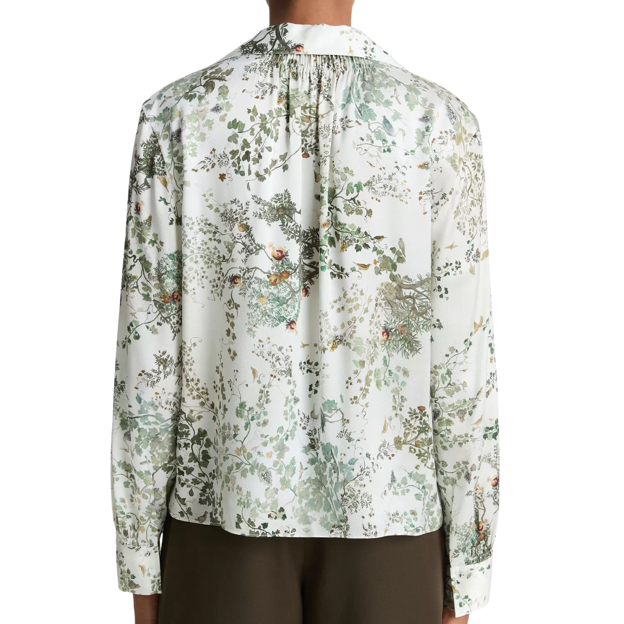 Grape Vine Placed Smocked Blouse Cream