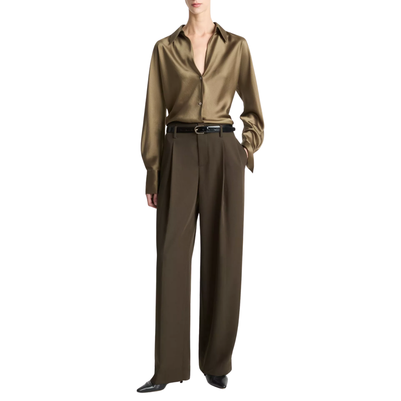 High Waist Pleated Trouser Verde