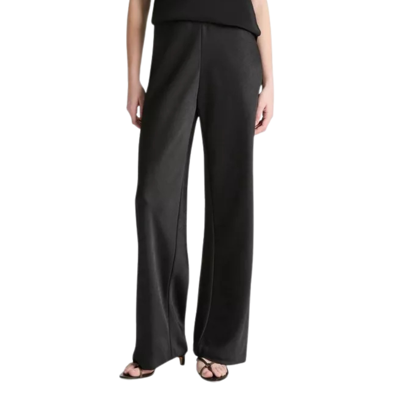 High Waist Satin Bias Pant Black