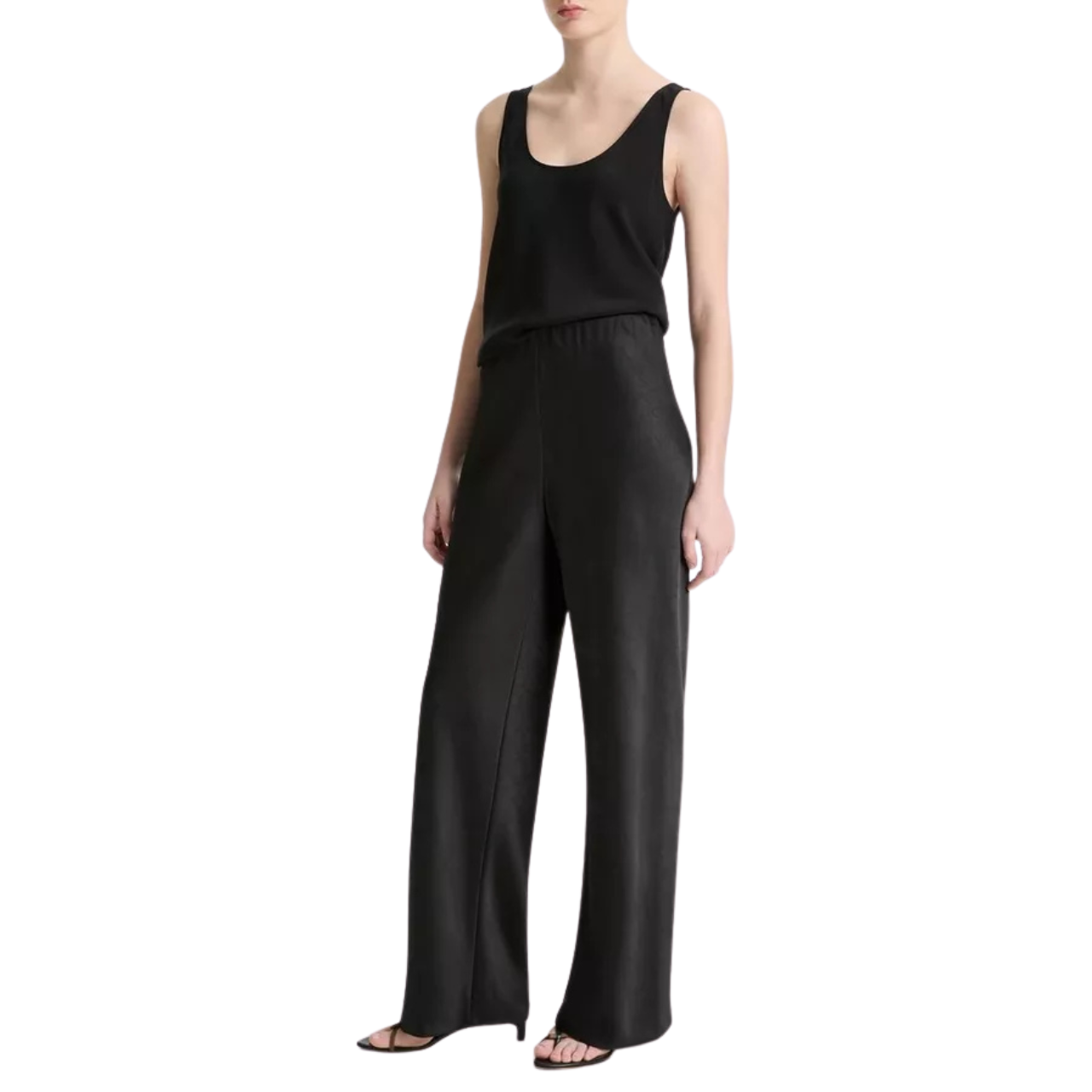 High Waist Satin Bias Pant Black