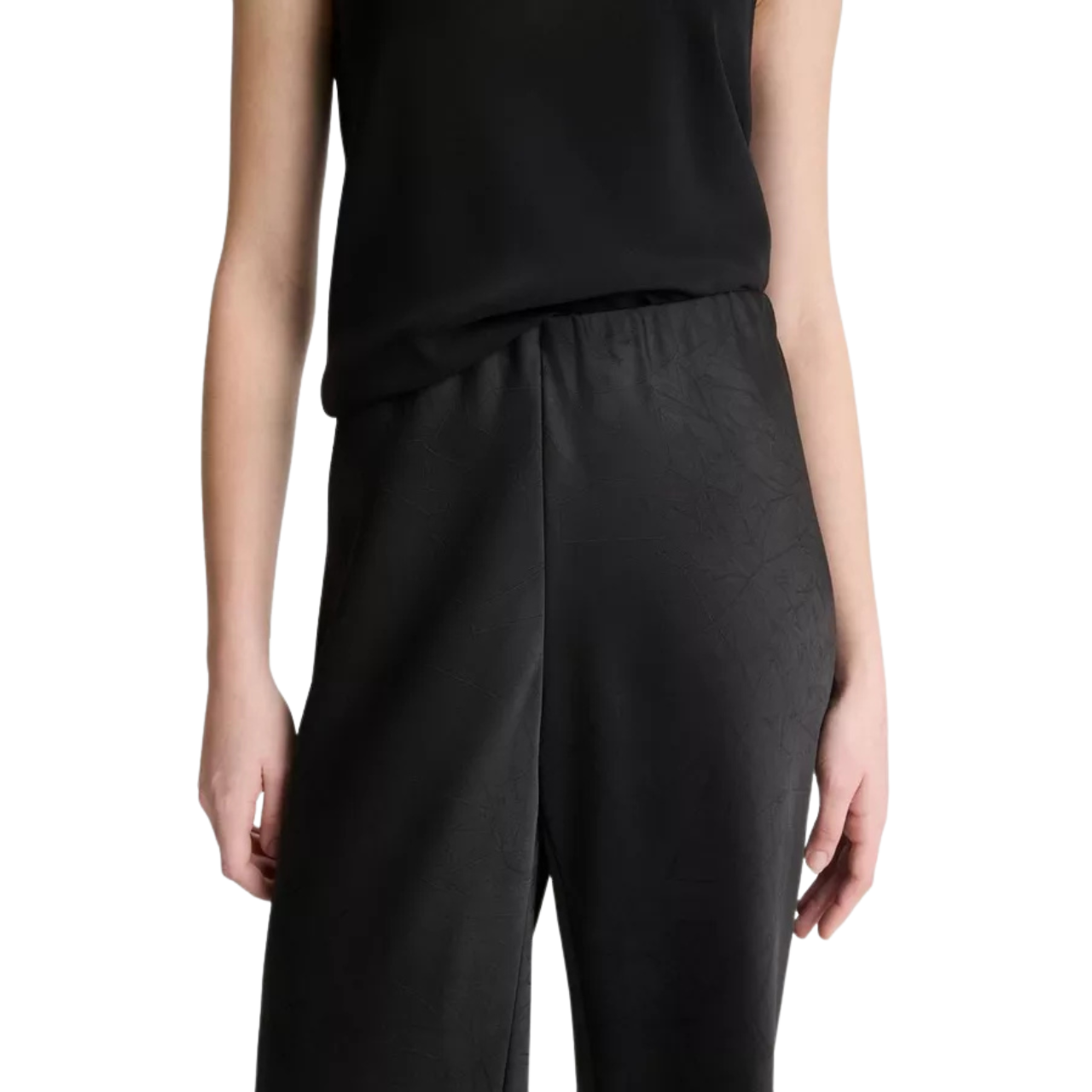 High Waist Satin Bias Pant Black