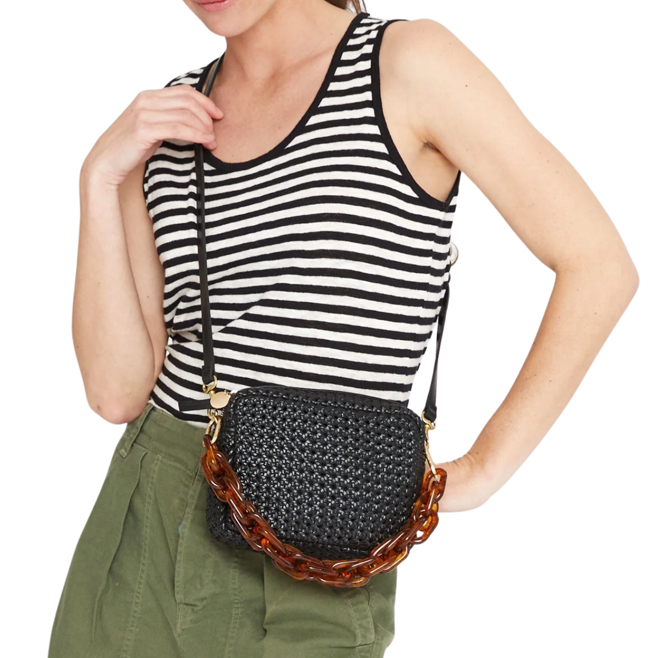 Midi Sac Black Rattan Bag