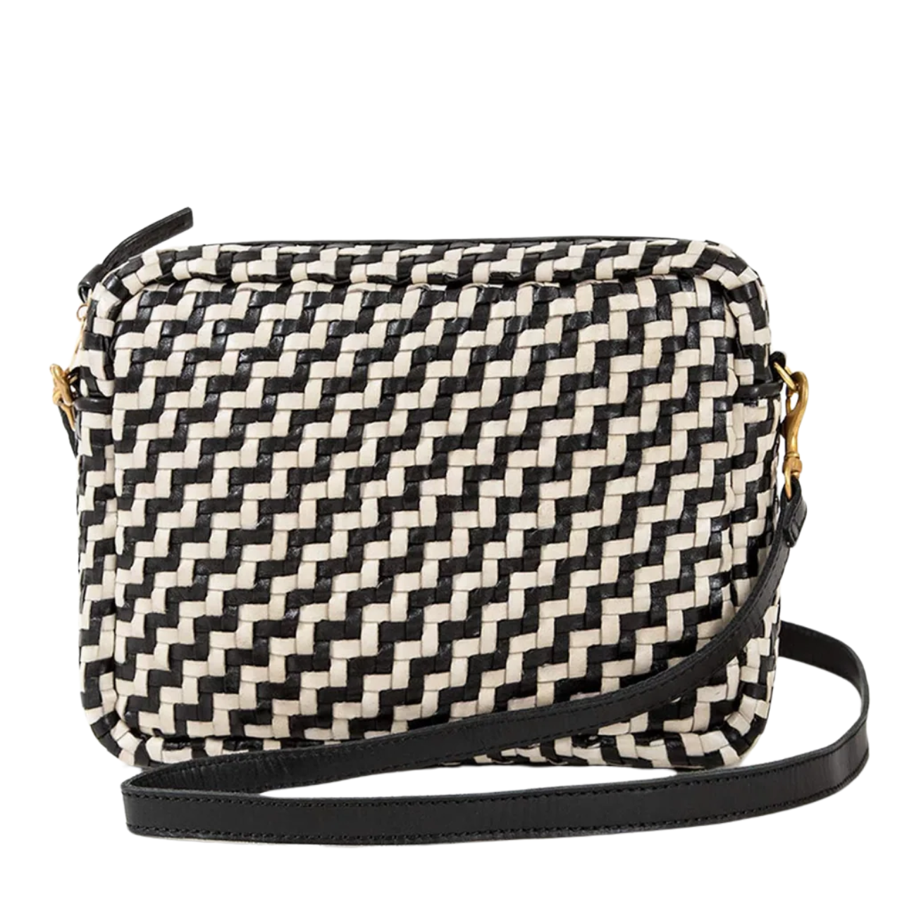Midi Sac Woven ZigZag Black Cream