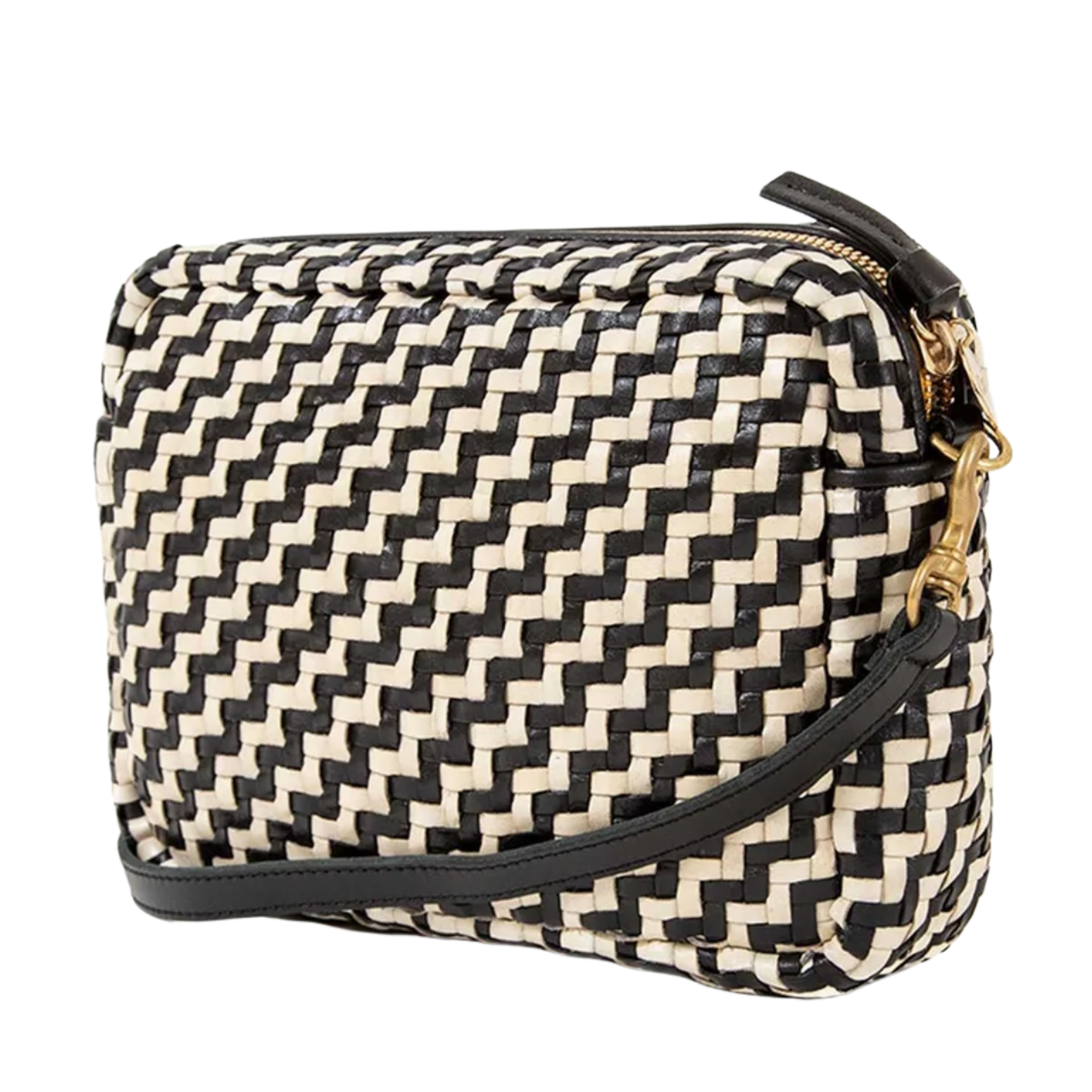 Midi Sac Woven ZigZag Black Cream