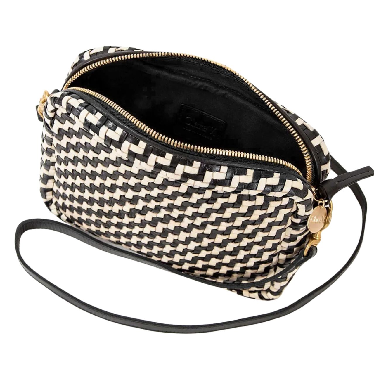Midi Sac Woven ZigZag Black Cream