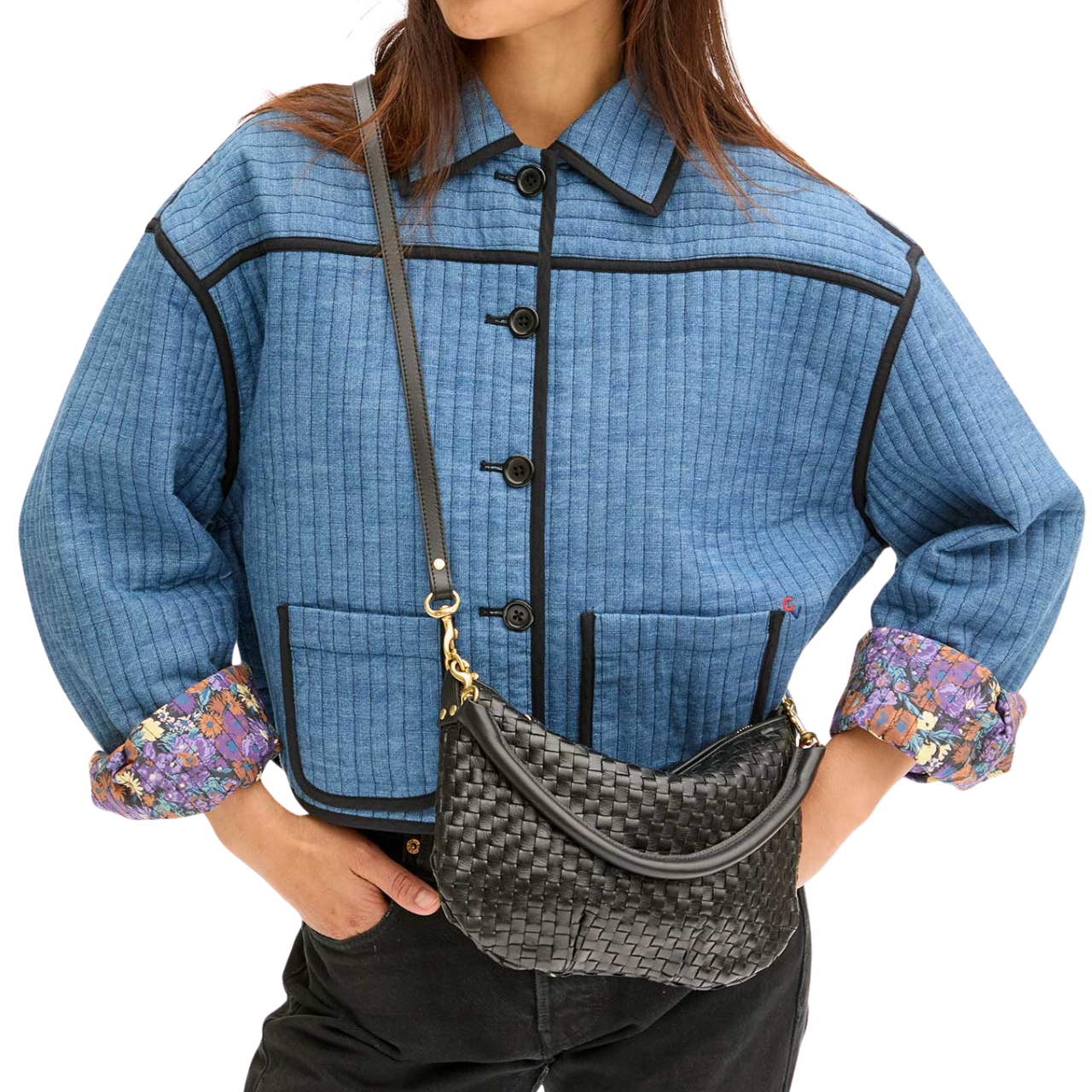 Petit Moyen Woven Checker Black