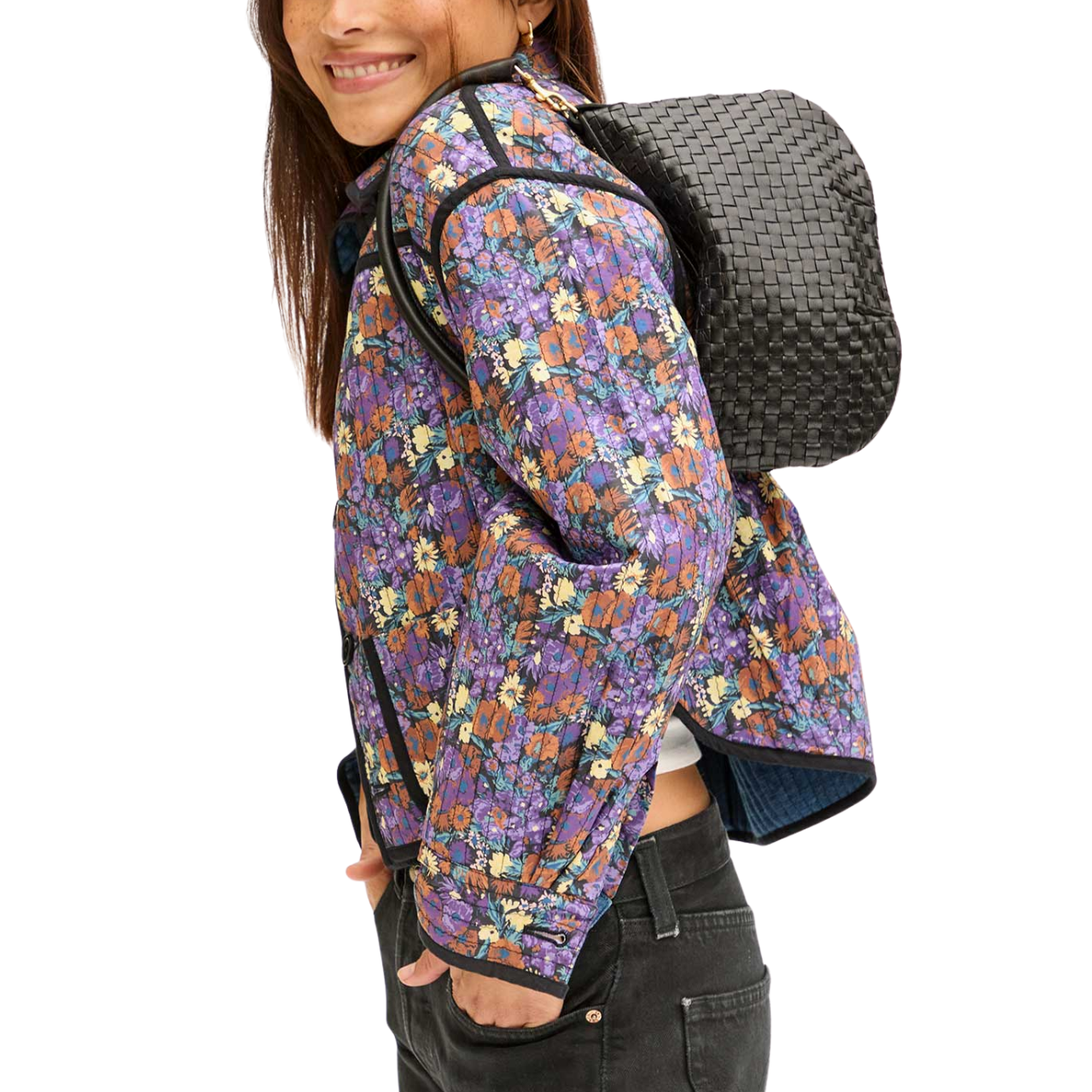 Petit Moyen Woven Checker Black