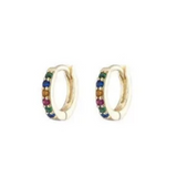 Rainbow Gem Huggie Gold