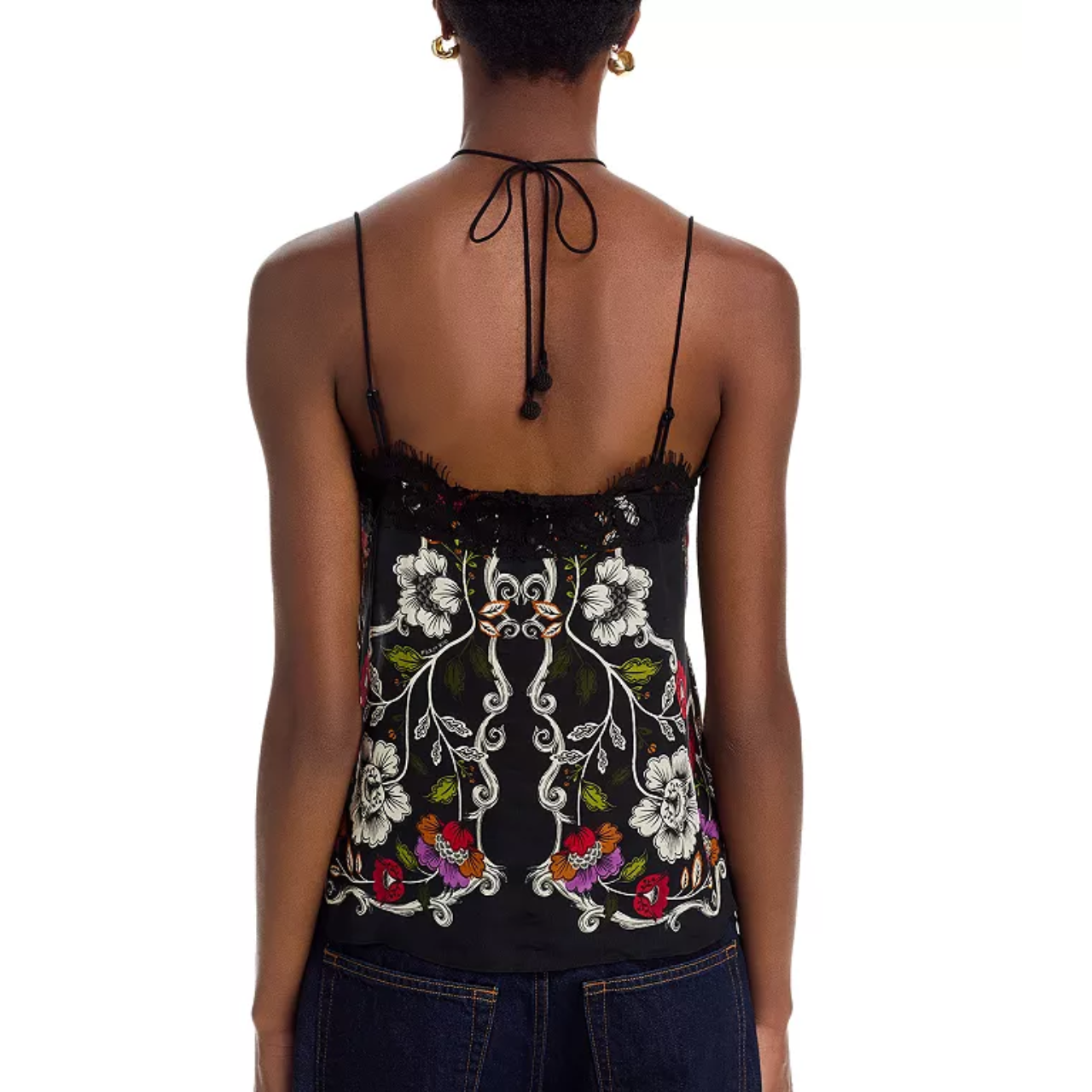 Rococo Flowers Lace Top Black