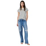 The Slub Stripe Tee Ivory Blue Stripe