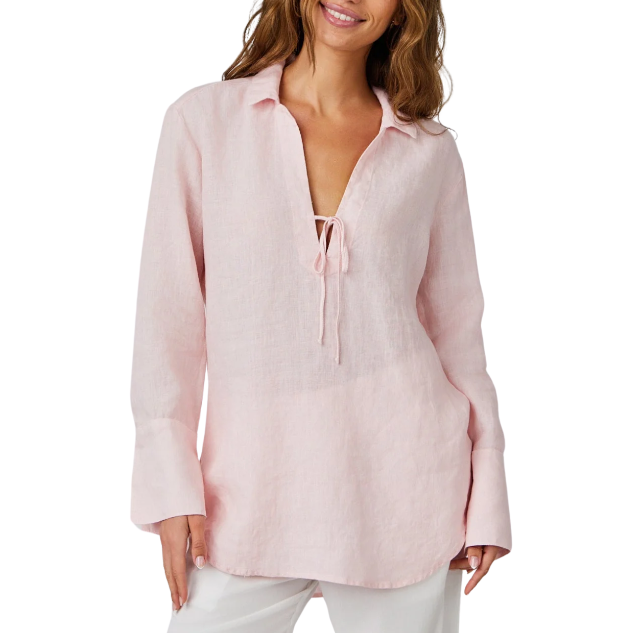 Tie Neck Tunic Pastel Pink