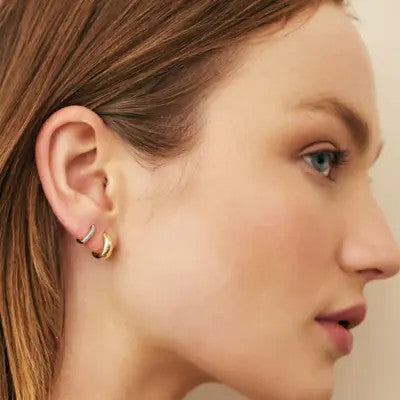 Turquoise Gem Mini Huggie Gold