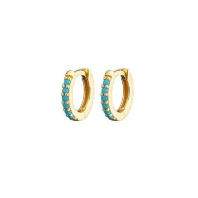 Turquoise Gem Mini Huggie Gold