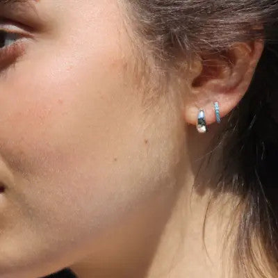 Turquoise Gem Huggie Silver