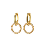 Gold Double Circle Huggies/Zircon