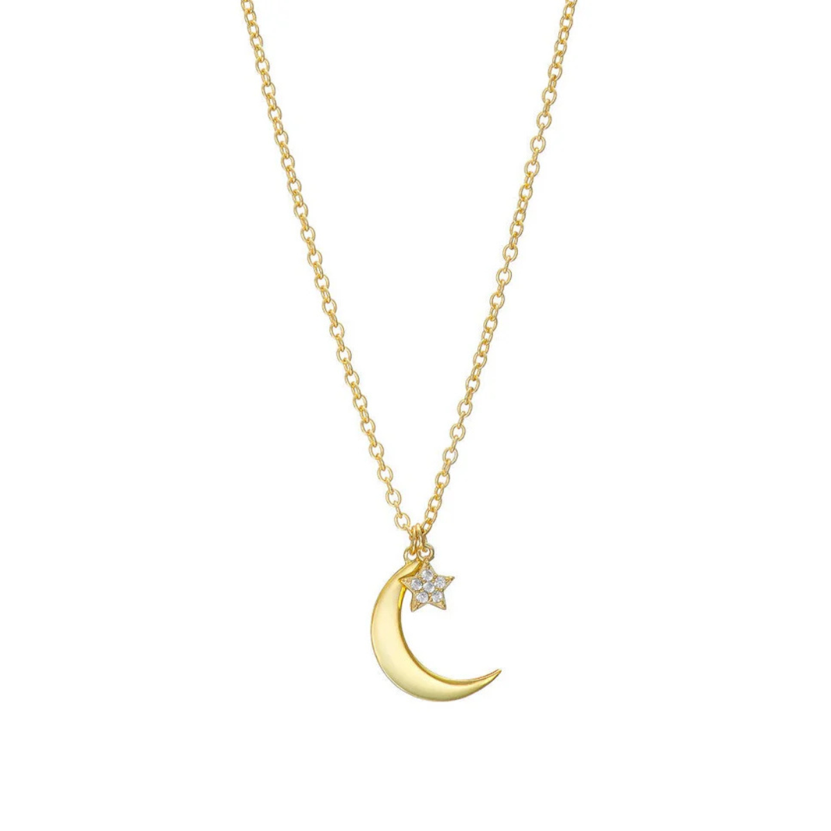 Moon + Pave Star Necklace G