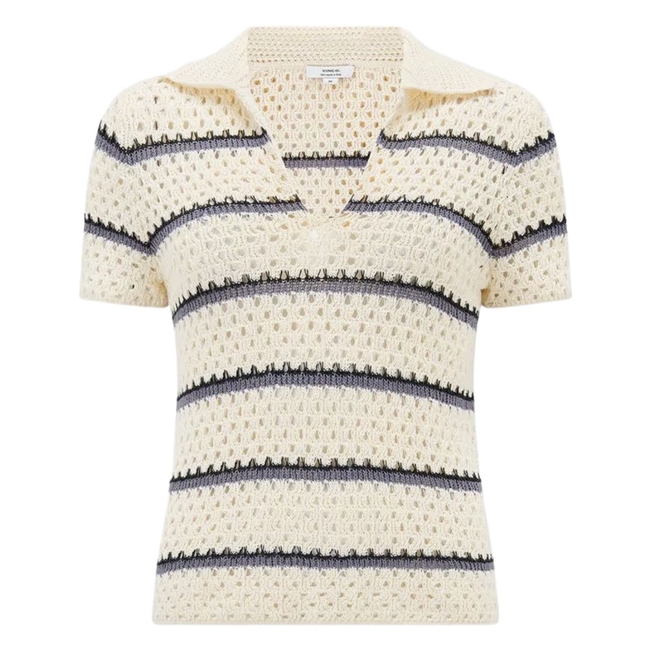 Macrame Stripe Henley Off White