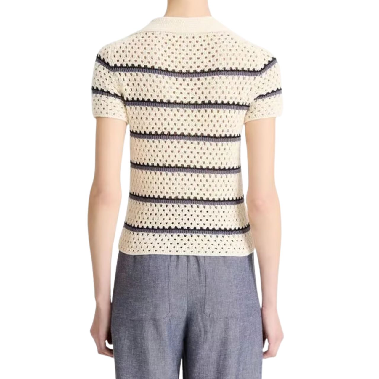 Macrame Stripe Henley Off White