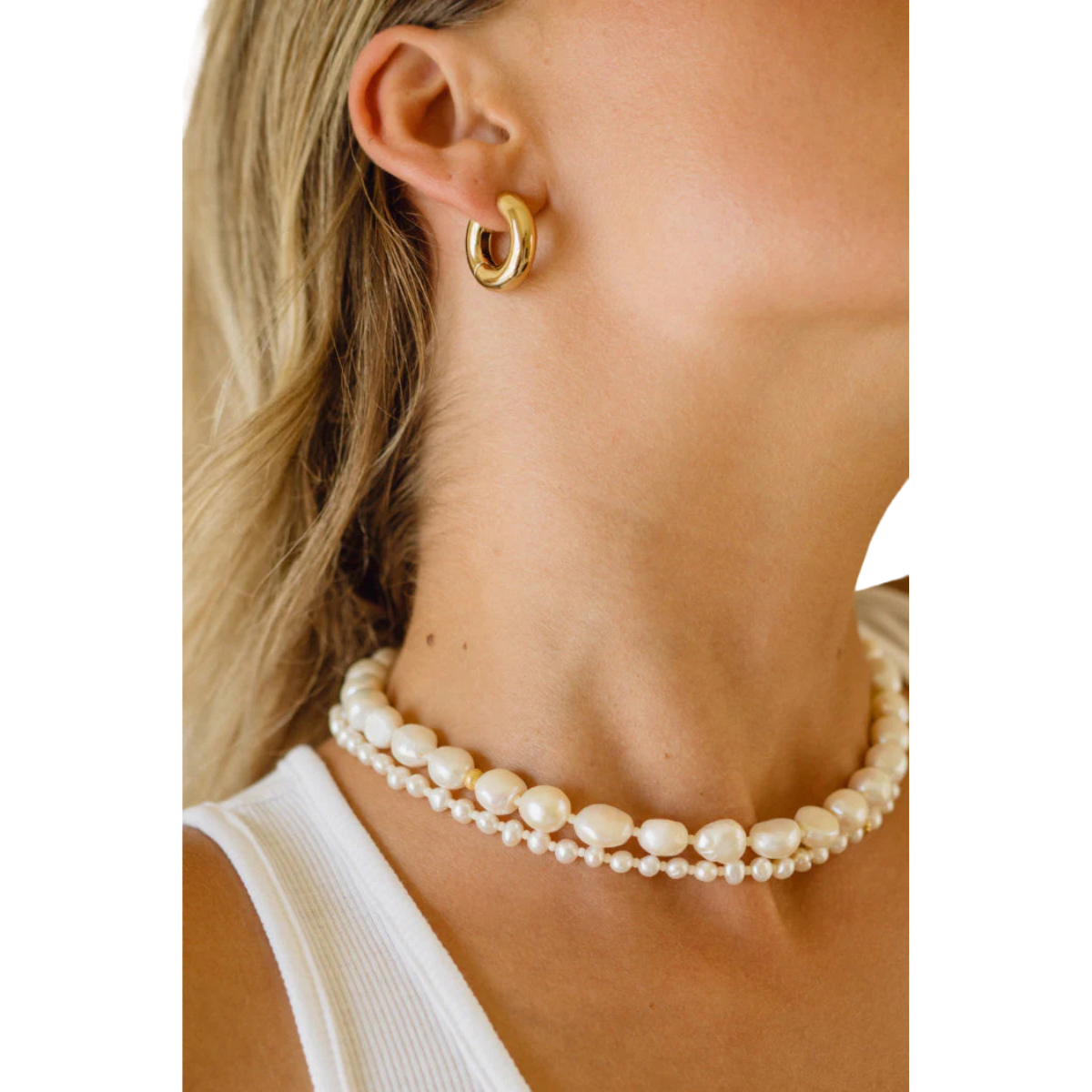 Stellar Pearly Necklace Gold