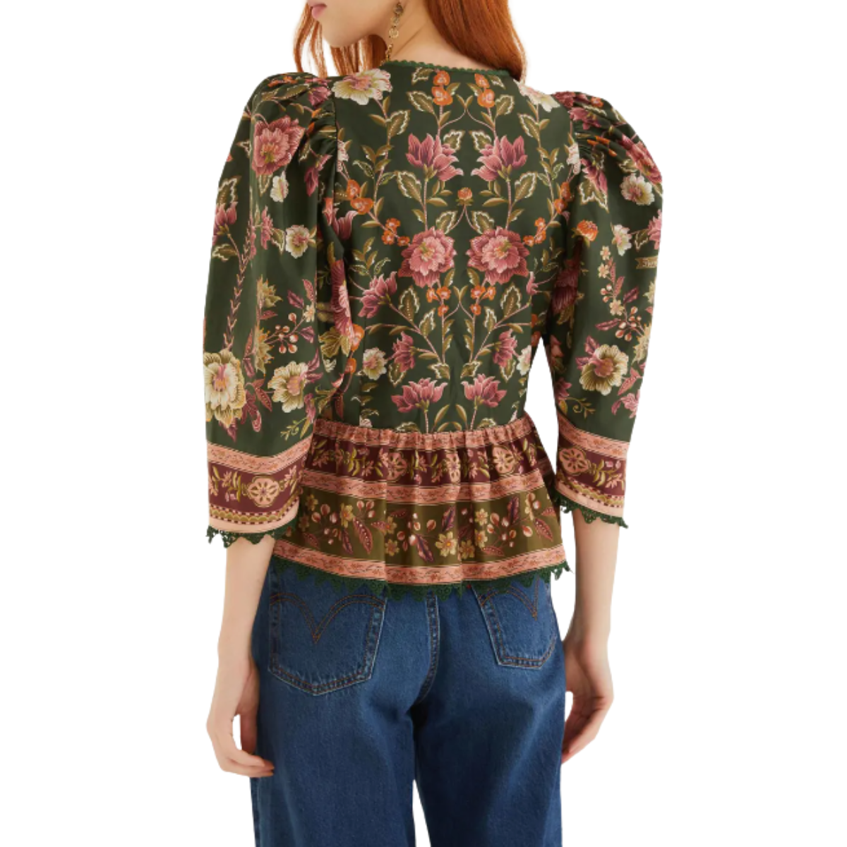 Flowering Garden Tree Blouse Green