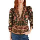 Flowering Garden Tree Blouse Green