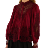 Berry Garden  Guipure Blouse Burgundy