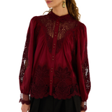 Berry Garden  Guipure Blouse Burgundy