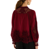 Berry Garden  Guipure Blouse Burgundy