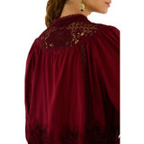 Berry Garden  Guipure Blouse Burgundy