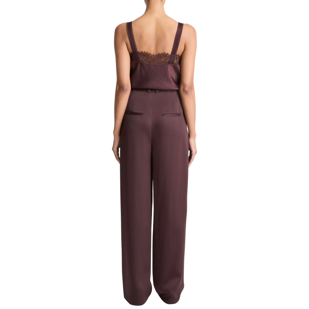 Mid Rise Wide Pleat Trouser Dark Fig