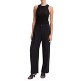 Drop Waist Pleated Crepe Trouser