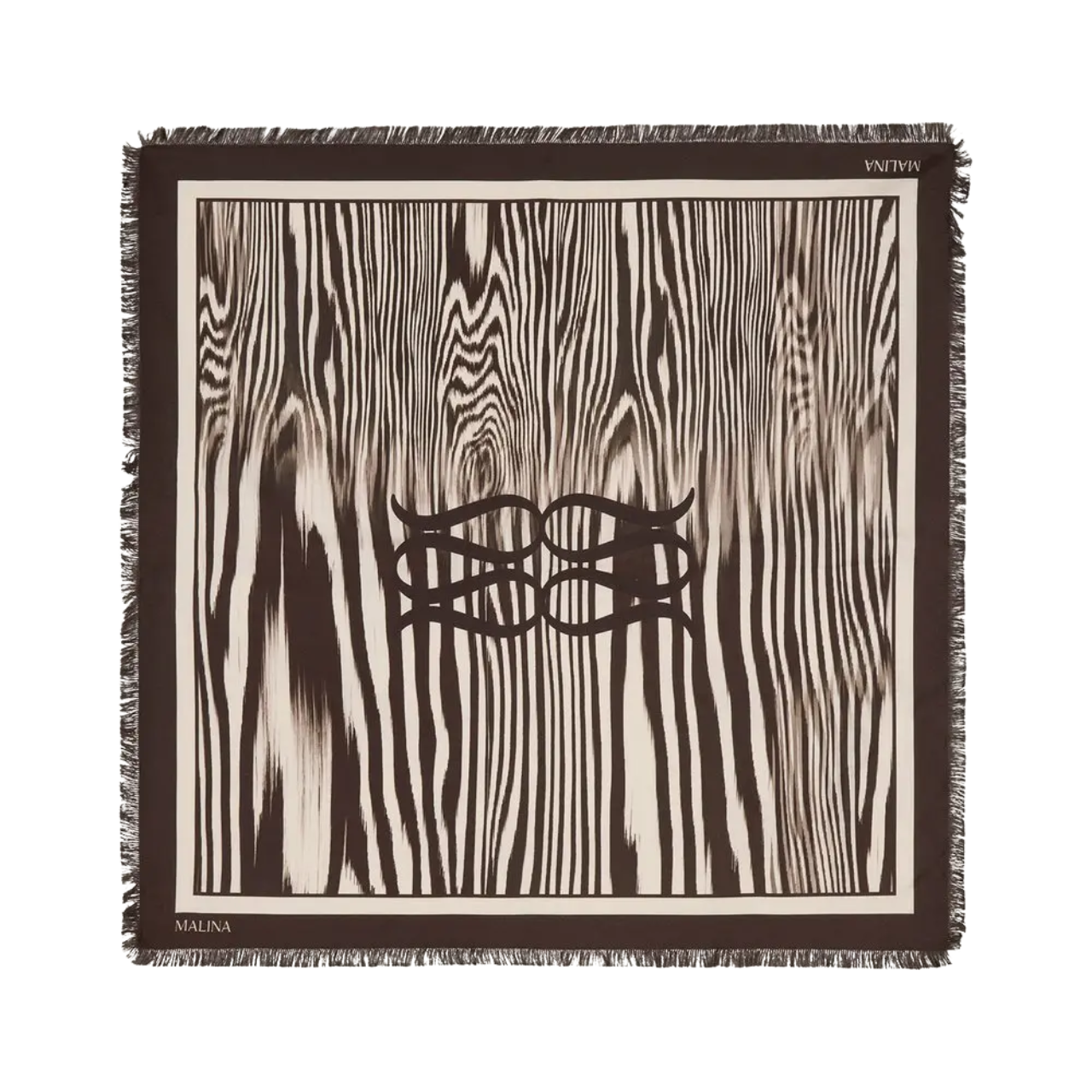 Silk Twill Fringe Scarf Moire