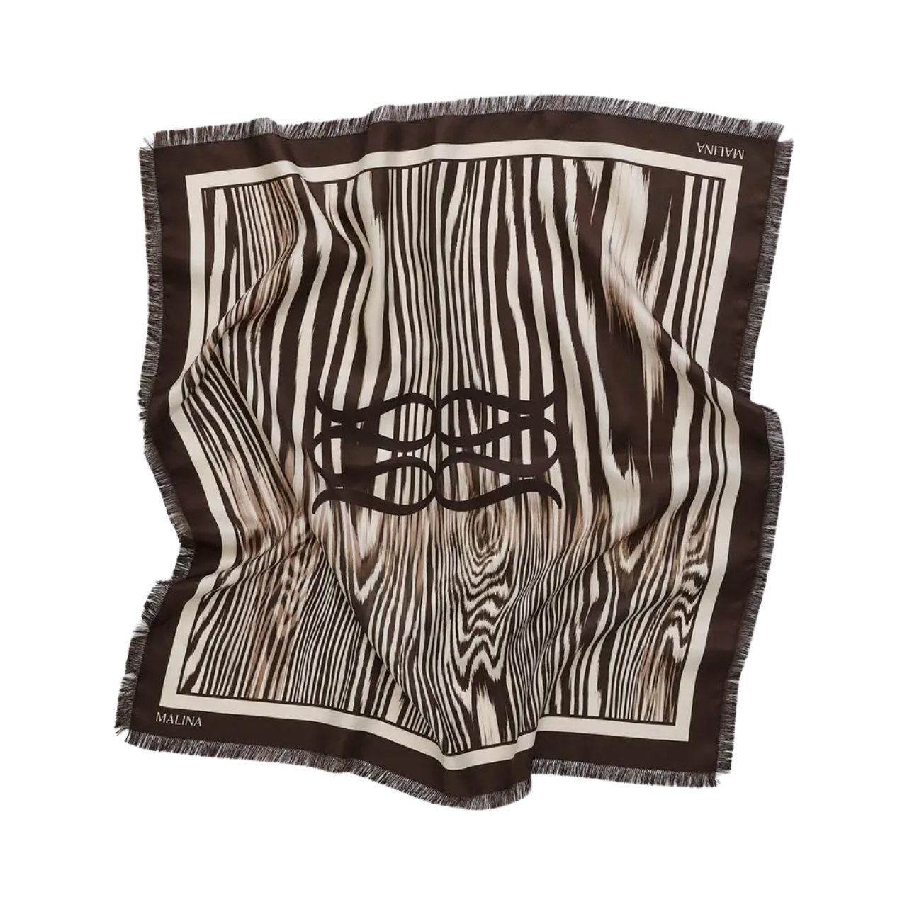 Silk Twill Fringe Scarf Moire