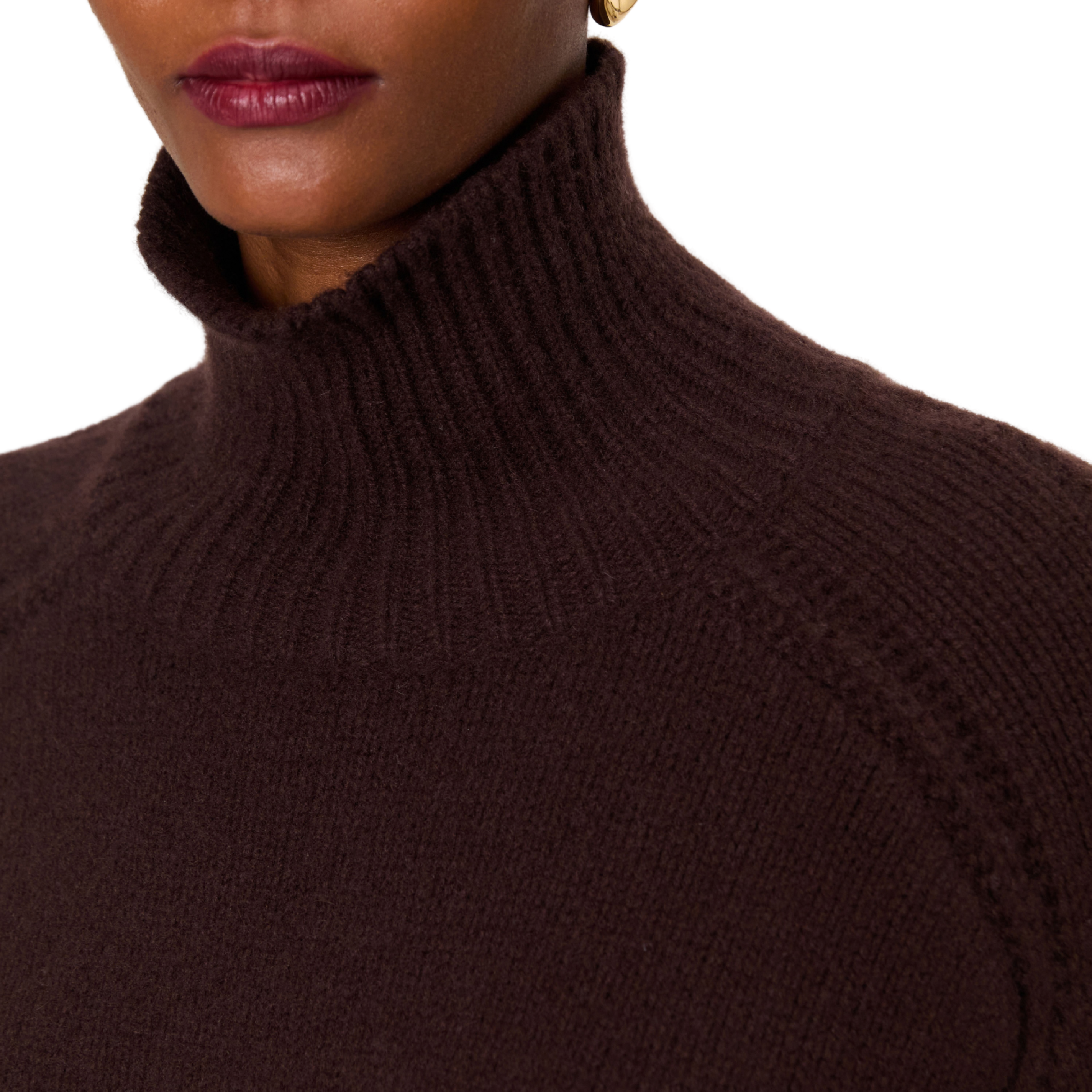 Tilly Lofty Espresso Cashmere High Neck Jumper